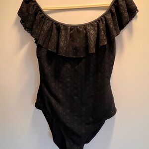 Turquoise Couture Textured One-piece Swimsuit